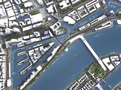 Rotterdam - 3D City Low-poly 3D model