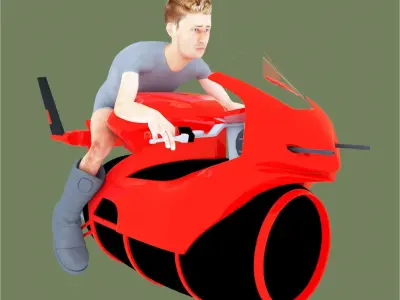 jet bike and rider 3D model
