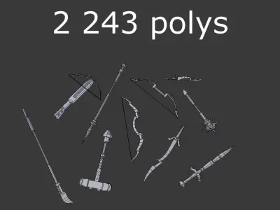 10 low poly fantasy weapons pack Low-poly 3D model