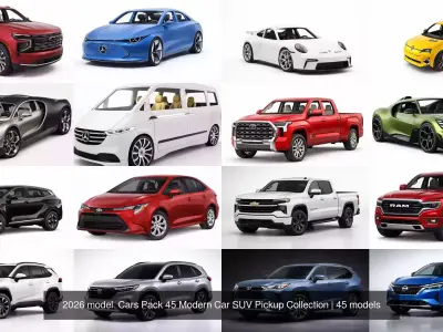 2026 model  Cars Pack 45 Modern Car SUV Pickup Collection