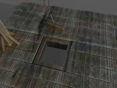 Gallows Low-poly 3D model wooden structure Low-poly 3D model