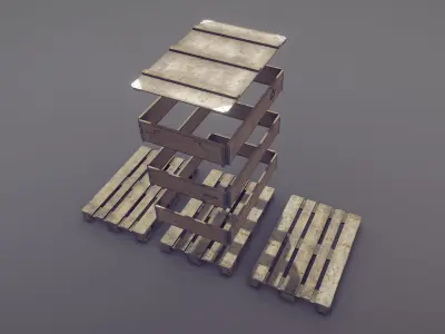 Cargo Wood Pallets Collars Cover EUR EPAL vr-2 Low-poly 3D model