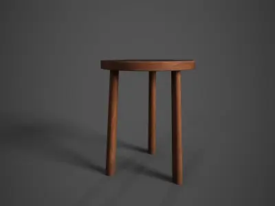 Simple Medieval Stool Low-poly 3D model