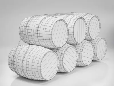 Barrels stack Low-poly 3D model