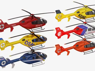 Bundle 6x Airbus EC 135 Low-poly 3D model