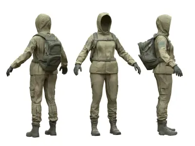 Female Hunting Outfit 2 Low-poly 3D model