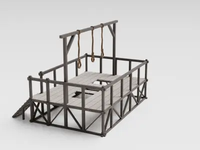 Medieval Gallows Low-poly 3D model