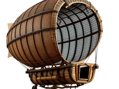 Wicker Airship model pack Low-poly 3D model