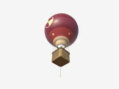 Balloon Hot Air 07 Wine - Aircraft Cartoon Low-poly 3D model