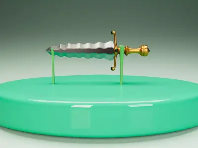 Fantasy Dagger with Wavy Blade Game Ready PBR Model Low-poly 3D model