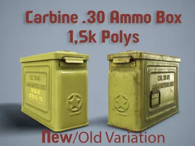 1942 US Ammo Box Carbine 30 PBR Low-poly 3D model