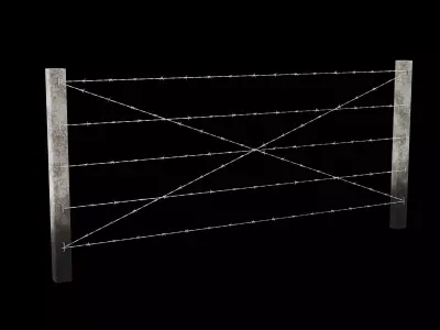 Barbed Wire Fence for Land Low-poly 3D model