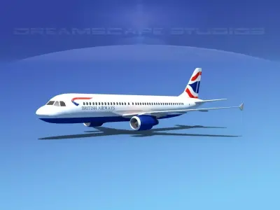 Airbus A320 LP British Airways Low-poly 3D model
