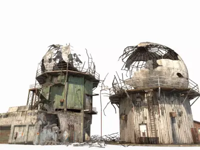 Damaged Old Radars 3D model