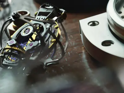 Gyrotourbillon Movement Assembly Silver Gold 3D model