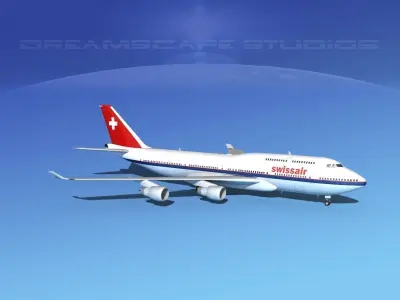 Boeing 747-400 Swissair 3D model