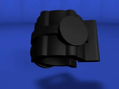Rotating clip to anchor cylindrical elements Low-poly 3D model
