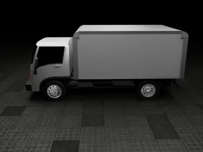 Low Poly Modern Generic Box Truck  Low-poly 3D model