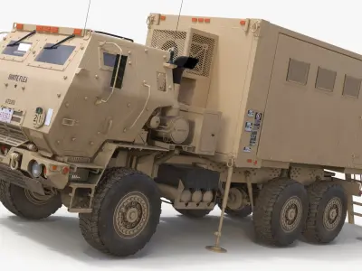 Deployed Military Mobile Command Truck 3D model purchase