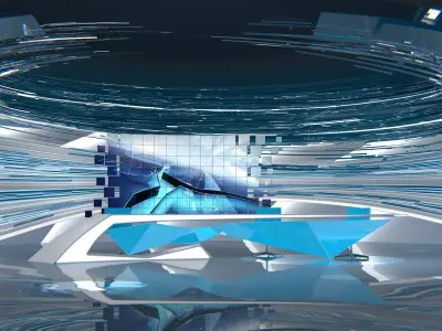 Virtual Broadcast Studio 20 PBR Low-poly 3D model