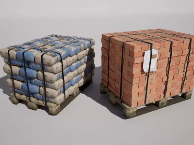 Brick Cement Pallet 3D model