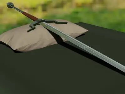 Greatsword sword on pillow 3D model