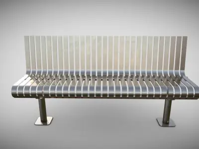 Outdoor Metalic Bench  Low-poly 3D model