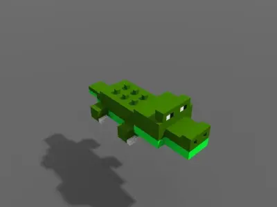 Voxel Crocodile Low-poly 3D model