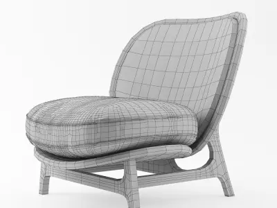 Sillon lounge chair with fabric and wooden frame Free 3D model