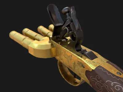 Duckfoot Pistol Antique - Game Ready 3D Low Poly Asset Low-poly 3D model