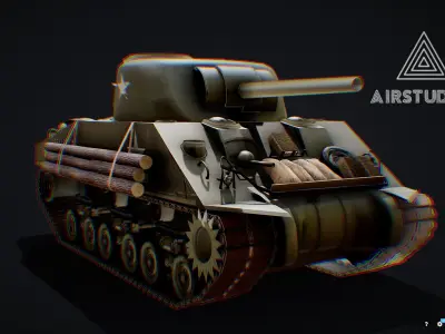 M4 Sherman Tank - World War 2 WWII Low-poly 3D model