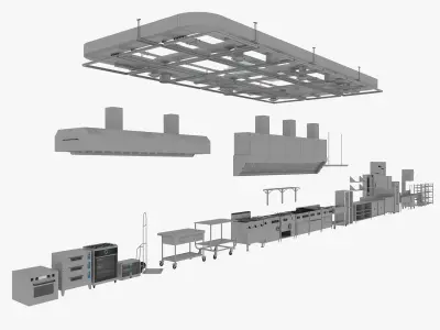 Commercial Kitchen Equipments 3D model purchase