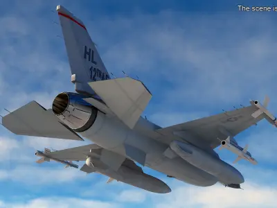 Fighter F 16 Fighting Falcon With Jet Armament Rigged for Cinema 4D 3D model purchase
