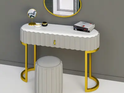 Dressing table -Vanity Set With Drawer Mirror 3D model