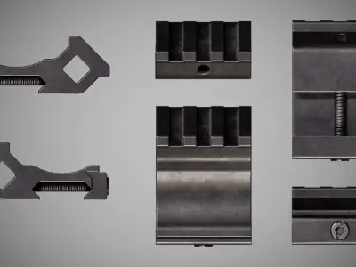 Offset Picatinny Rail Adapter 45 degree 3d model Low-poly 3D model