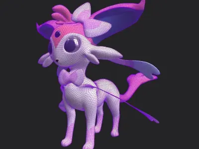Esylveon Pokemon Sylveon x Umbreon fuse corp Free low-poly 3D model