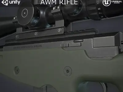 AWM Sniper Rifle Low-poly 3D model