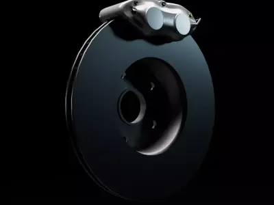 4 piston small disc brakes Low-poly 3D model