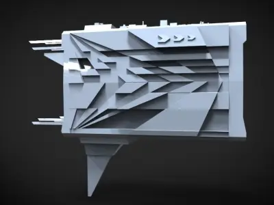 Spaceship Dreadnought 666 Low-poly 3D model