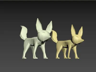 Fennec fox low poly Low-poly 3D model