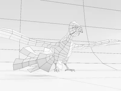 Fantasy bird low poly 3d model  Low-poly 3D model