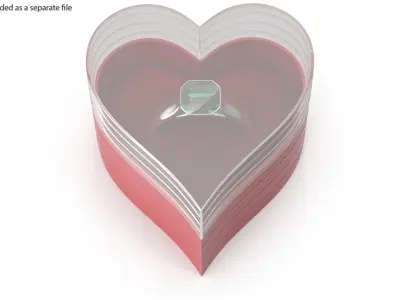 Asscher Cut Emerald On Silver Wedding Ring V01 3D model