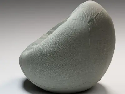 Textured Puffy furniture decoration 3D couch high poly model Free 3D model