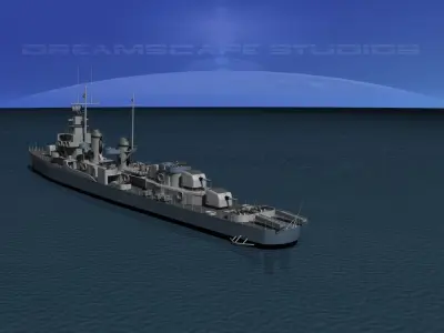 Fletcher Class Destroyer DD-517 USS Walker 3D model