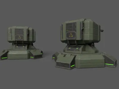 Combat Sci-Fi Turret Low-poly 3D model