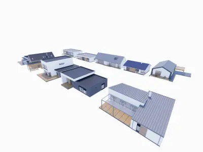 House Pack of 10 - Part 1 - Created with fully parametric Revit Families 3D model