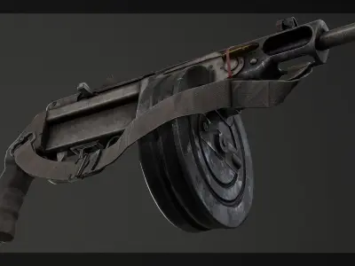 PBR Soviet PPSh-41 Obrez Low-poly 3D model