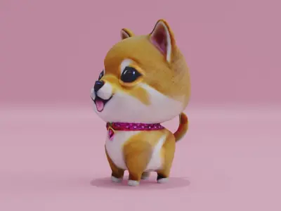 Dog Shiba Inu Puppy kawaii cute Low-poly 3D model