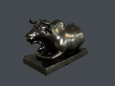 Cow Statue Low Poly Low-poly 3D model