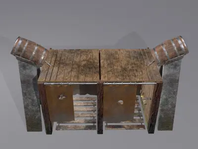 Medieval Outdoor Shower Free low-poly 3D model